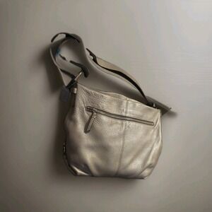 COACH F18909 MEDIUM VINTAGE SOHO GRAY & SILVER SIGNATURE C CANVAS & LEATHER HOBO